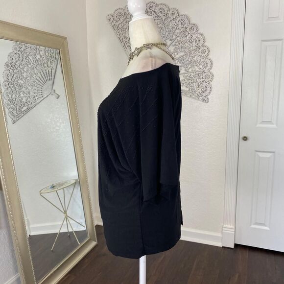 Vintage Paper Tag Whimsygoth Black Sequin Beaded Flowy Blouse Top S / M / L - Picture 6 of 8